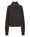 HIGH-NECK TWO-TONE KNIT ZIP-UP