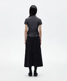 SHIRRING HALF ZIP-UP JERSEY TEE