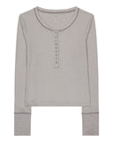 MIX POINT LONG SLEEVE BUTTON T-SHIRT