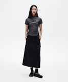 SHIRRING HALF ZIP-UP JERSEY TEE