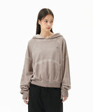 DYED CURVED SEAM CROP HOODIE