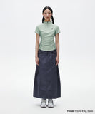 SHIRRING HALF ZIP-UP JERSEY TEE