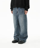 WASHED DART DENIM PANT