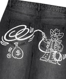 BACK LOGO WASHED DENIM PANT