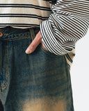 Vintage Washed Denim Half Pants