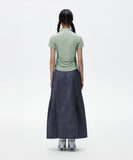 SHIRRING HALF ZIP-UP JERSEY TEE