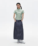 SHIRRING HALF ZIP-UP JERSEY TEE