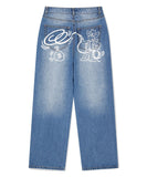 BACK LOGO WASHED DENIM PANT