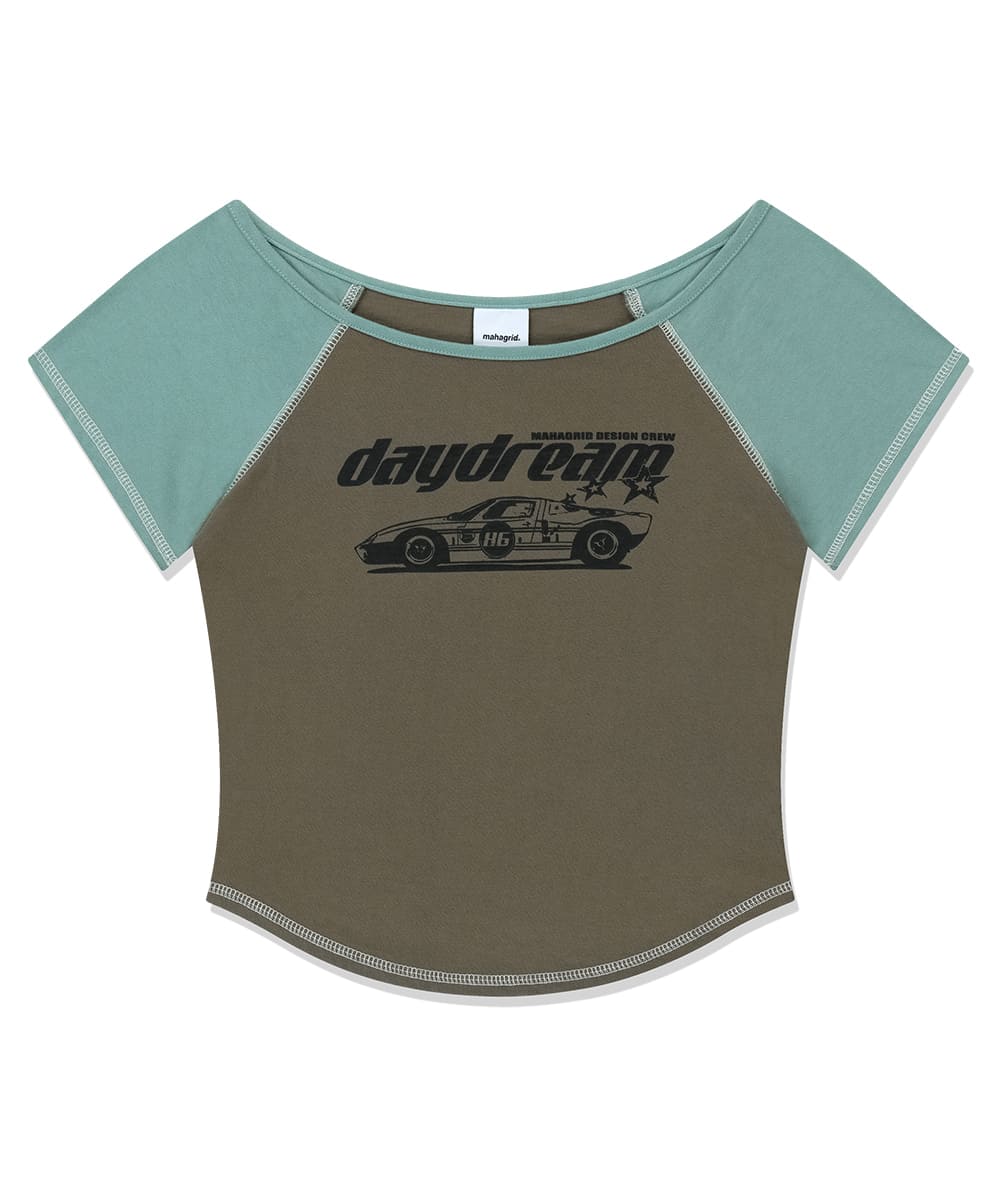 tシャツ 「mahagrid/マハグリッド」 OFF SHOULDER RAGLAN TEE /オフショルダー ラグラン 半袖Tシャツ レディース mahagrid/マハグリッド』 OFF SHOULDER RAGLAN TEE /オフ
