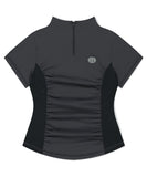 SHIRRING HALF ZIP-UP JERSEY TEE