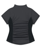 SHIRRING HALF ZIP-UP JERSEY TEE