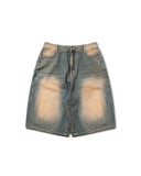 Vintage Washed Denim Half Pants