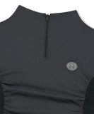 SHIRRING HALF ZIP-UP JERSEY TEE