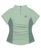 SHIRRING HALF ZIP-UP JERSEY TEE