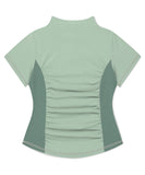 SHIRRING HALF ZIP-UP JERSEY TEE