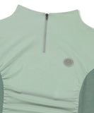SHIRRING HALF ZIP-UP JERSEY TEE