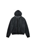 Two Tone Knit Hoodie Zip-Up