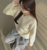 V-Neck Shirring Loose Fit Daily Knit