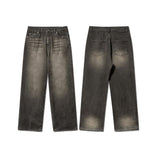 Gray Tin Damage Denim Pants