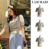 Shushu Short Sleeve Stripe Square Knit