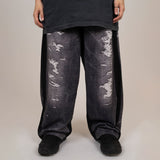 Fake Denim Printing Pants