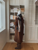 Front pocket balmacan double maxi coat