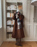 Front pocket balmacan double maxi coat