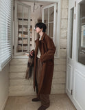 Front pocket balmacan double maxi coat