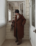 Front pocket balmacan double maxi coat