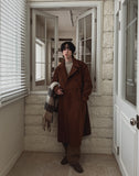 Front pocket balmacan double maxi coat