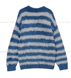 Hairy striped angora knit