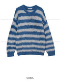 Hairy striped angora knit