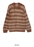 Hairy striped angora knit