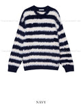 Hairy striped angora knit