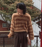 Hairy striped angora knit