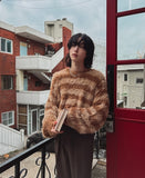 Hairy striped angora knit