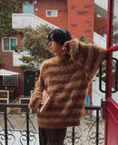 Hairy striped angora knit