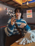 Hairy striped angora knit