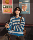 Hairy striped angora knit