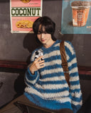 Hairy striped angora knit