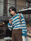 Hairy striped angora knit