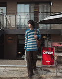 Hairy striped angora knit