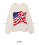 Stars and stripes hairy angora knit
