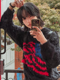 Stars and stripes hairy angora knit