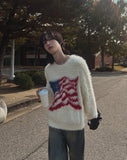 Stars and stripes hairy angora knit