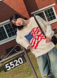 Stars and stripes hairy angora knit