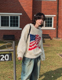 Stars and stripes hairy angora knit