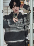 x-mas Nordic half zip up knit