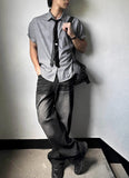 [ Tie Set ] Silk Stripe Classic Short Sleeve Shirt