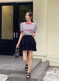 Leivit Stripe Color Matching Puff T-shirt